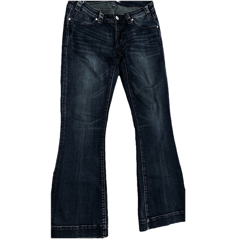 Rock‎ & Roll Cowgirl Womens Dark Wash Trouser Jeans Size 31x34 Wide Leg Western